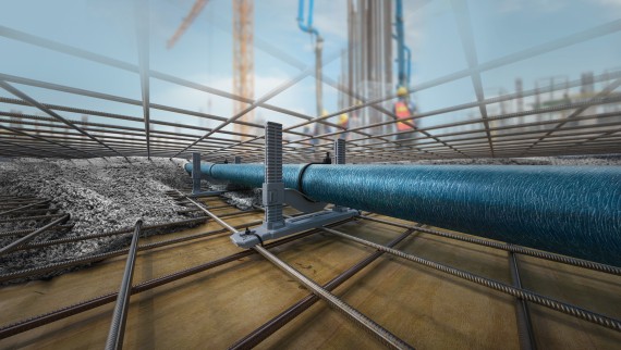 Einsatz von Geberit Silent-db20 in Betondecken mit der Einlegerohrschelle Einsatz von Geberit Silent-db20 in Betondecken mit der Einlegerohrschelle