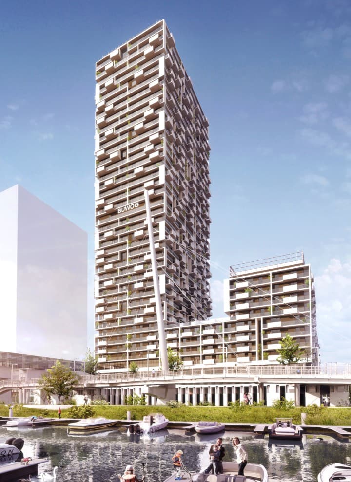 Der MARINA TOWER bildet eine Schnittstelle zwischen Stadt und Donauufer und bietet mit einem traumhaften Ausblick und modernen Wohnungen viel Lebensqualität. (c) isochrom Der MARINA TOWER bildet eine Schnittstelle zwischen Stadt und Donauufer und bietet mit einem traumhaften Ausblick und modernen Wohnungen viel Lebensqualität. (c) isochrom